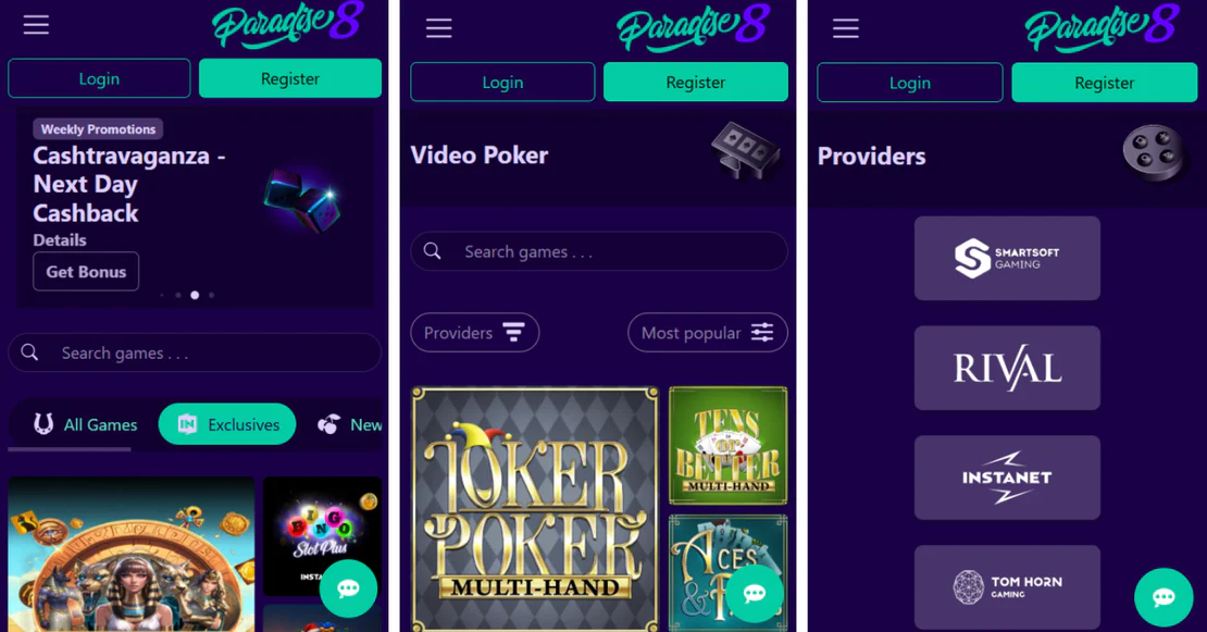 paradise8 casino mobile browser
